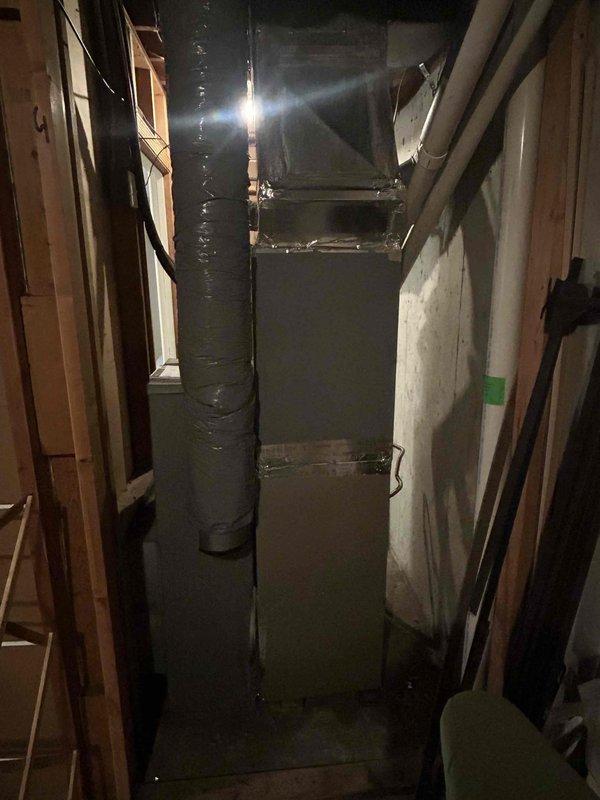 Successfully installed new Bryant/Carrier 92% 80K BTU single-stage gas furnace (model 912SE48080M17) after removing and disposing of existing unit. Connected furnace to existing return ductwork, AC coil, and PVC flue system, and installed new flexible gas connector to complete the installation.