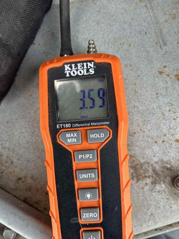 Responded to no heat call at commercial property. Performed gas pressure testing with manometer, obtaining readings of 35.9 WC and 228 WC, confirming suspected gas regulator issue. Parts have been ordered and customer has been informed that Ryan will deliver them to the shop for installation on follow-up visit.