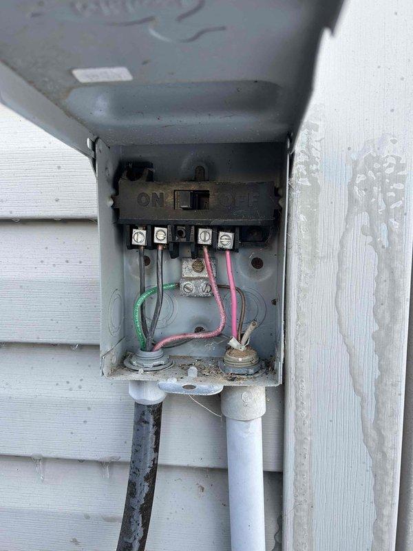 Responded to customer's peace of mind call regarding heat pump not engaging while emergency heat was functioning. Inspected Trane XR heat pump system (Model 4TWR5024H1000AB, manufactured 03/2017) and found disconnect switch in OFF position. Restored power to unit, verified proper operation of heat pump, and confirmed system is now functioning correctly without relying on emergency heat.