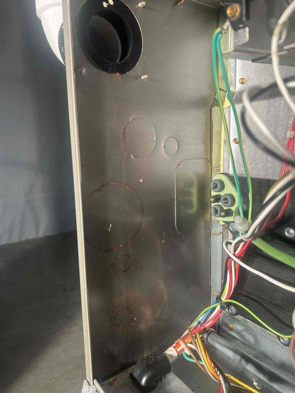 Responded to customer report of gas odor when accessing furnace filter. Conducted thorough inspection, confirmed gas leak presence. Instructed customer to contact gas company immediately for emergency response while system remained in potentially hazardous condition. Documented system condition with photos showing gas valve, plumbing connections, and electrical components for reference.