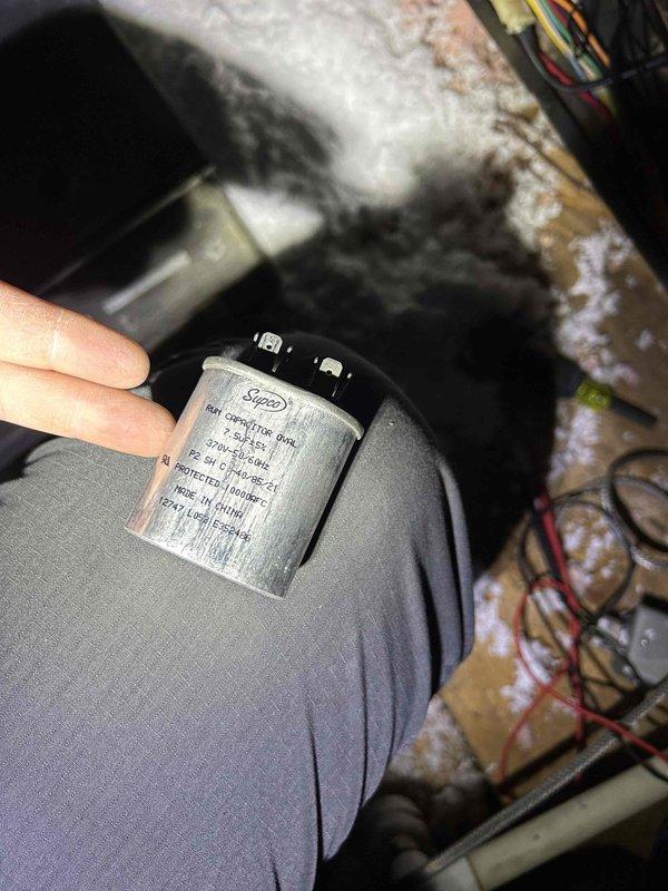 Completed Club Duo maintenance service on two HVAC systems (upstairs and basement units). Performed temperature differential testing with readings of 86.4°F, indicating proper cooling performance. Inspected and tested capacitor (Supco brand) during service, finding it within acceptable operating parameters. Customer provided their own filters as noted.