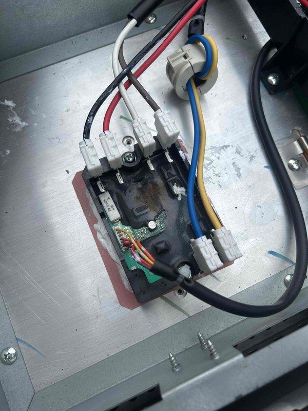 Diagnosed control board failure in mini-split system causing no heat issue. Removed and inspected PCB which showed evidence of component damage. Also evaluated units #107 and #108 to assess heat kit improvements as previously discussed with Mr. Sower; recommendations for electrical modifications will be provided upon owner's return.