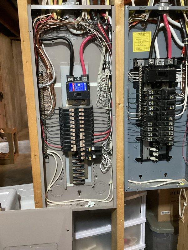 Conducted electrical estimate for new generator installation. Inspected two electrical panels to determine capacity and connection points. Evaluated existing breaker configuration to assess compatibility for generator transfer switch integration.