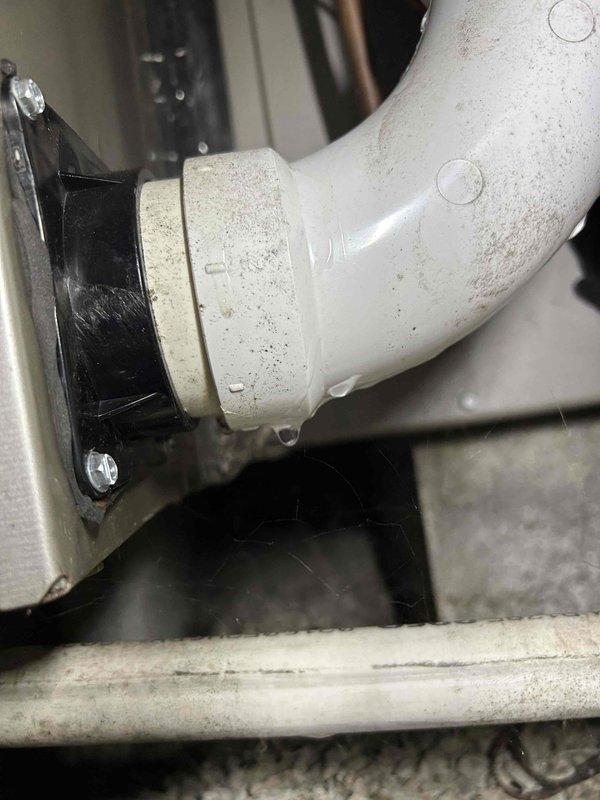Performed Care Plan Tune Up on AC/GF unit located in crawlspace. Inspected condensate drain system, noting minor condensation on PVC piping connections. Replaced 16x25x1 filters included in care plan. System functioning properly after service completion.