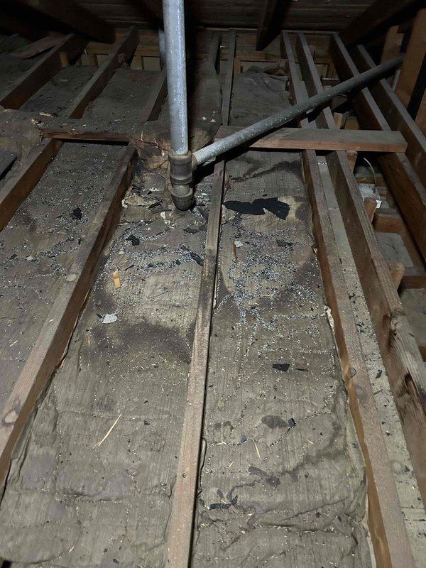 Performed annual care plan maintenance on crawlspace HVAC system with furnace, AC, and coil. Inspected attic/crawlspace area, noting significant dust accumulation on wooden structural elements and disturbed insulation material. Customer supplies 16x20x1 filters as specified in their one-year care plan associated with new installation.