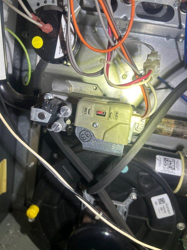 Responded to no-heat call for gas furnace system less than 10 years old. Upon inspection of the interior components, found faulty gas valve control module as evidenced by irregular indicator status. Replaced defective gas valve, reconnected all wiring harnesses to proper terminals, and verified proper operation through complete heating cycle. System now functioning normally with consistent flame and appropriate heat output.