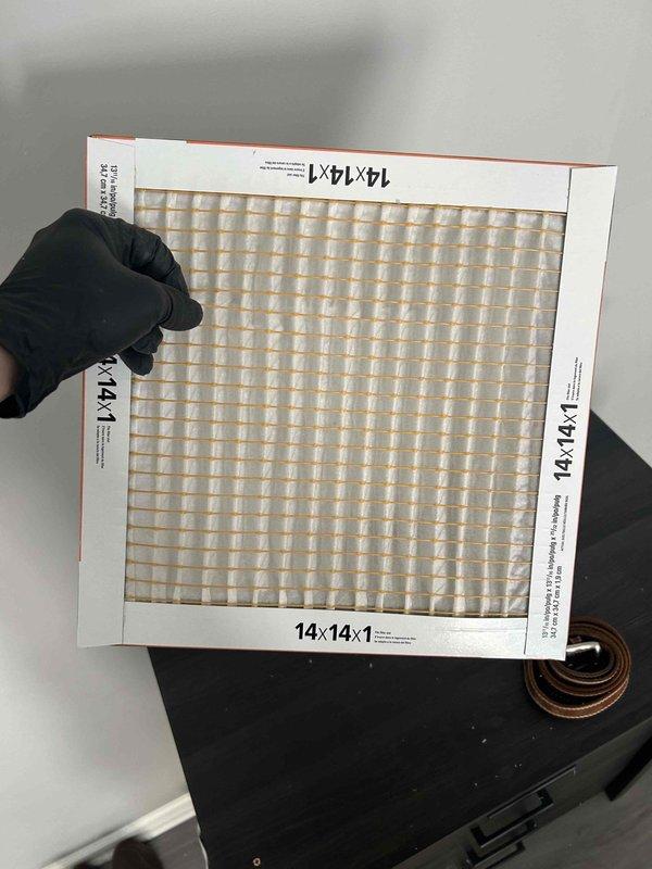 Performed Care Plan Tune Up on dual heat pump and air handler system located in attic and garage. Inspected electrical components and capacitor connections, noting some wire disorganization. Replaced four 14x14x1 filters and verified proper installation of 14x20x1 filters as included in maintenance plan.