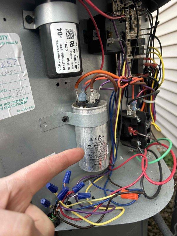 Performed scheduled Care Plan Tune Up on dual heat pump/air handler system located in attic and basement. Inspected capacitor in outdoor unit for proper operation and checked filter (20x25x1) which customer supplies. Systems functioning properly after maintenance.