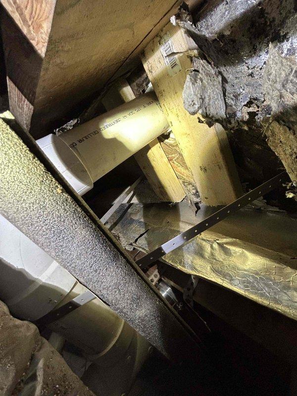 Replaced deteriorated cast iron drain line and lead toilet riser in crawlspace with new 4" PVC piping. Successfully tied into existing cast iron vent and installed new vertical and horizontal drain lines for proper drainage. Verified system operation with no leaks before completing service.