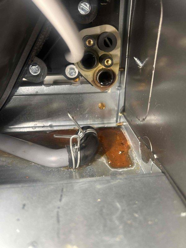 Performed Care Plan Tune Up on dual air conditioning and gas furnace systems. Identified and documented failed capacitor requiring replacement. Inspected condensate drain system and noted signs of minor corrosion on cabinet housing that should be monitored during future maintenance visits.