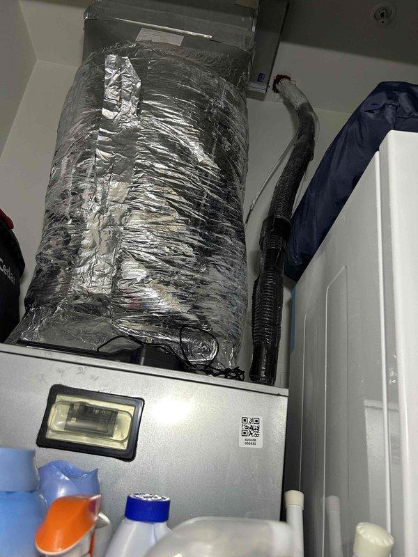 Responded to a no-heat call for a 6-year-old electric HVAC system. Inspection revealed damaged refrigerant lines where insulation had deteriorated, allowing moisture infiltration. Repaired and resealed the affected black insulated pipes with appropriate tape/sealant, particularly at junction points, and verified proper operation of the system after repair.