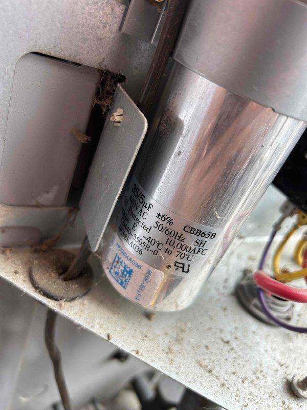 Performed scheduled Care Plan Tune Up on multiple HVAC systems (heat pump/air handler x2 and heat pump/gas furnace) located in main residence and guest quarters. Inspected electrical components including capacitor (35μF 250VAC CBB65P) and junction box connections, and examined insulation integrity around PVC piping and electrical pathways.