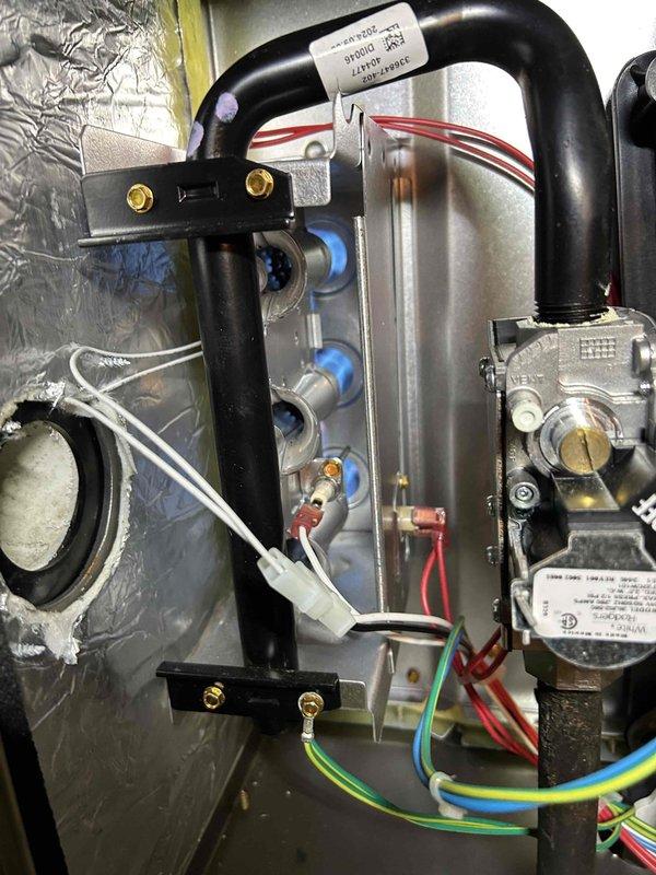 Performed annual Care Plan Tune Up on dual HVAC systems (one in crawlspace, one on 2nd floor). Conducted electrical testing using Fieldpiece SC440 clamp meter, confirming proper amperage (0.54A) and voltage (0.1V) readings. Inspected gas valve, connection tubing, and wiring configuration on both units; all components functioning properly with no issues detected.