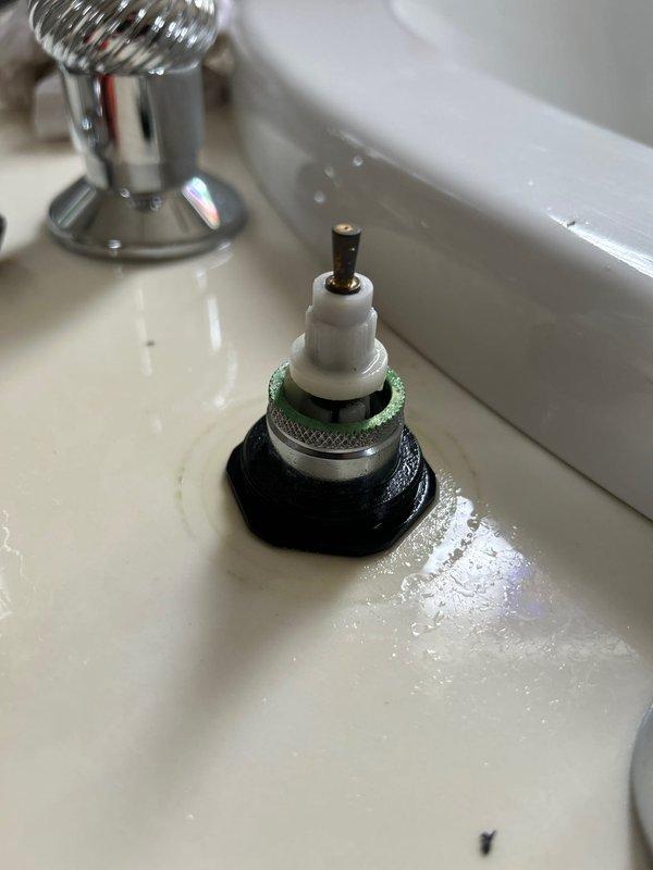 Responded to service call for leaking bathtub handle. Diagnosed issue with deteriorated valve cartridge. Removed existing cartridge, installed new replacement with proper o-ring seal, and verified proper operation with no leaks after installation. System now functioning correctly with restored water flow control.