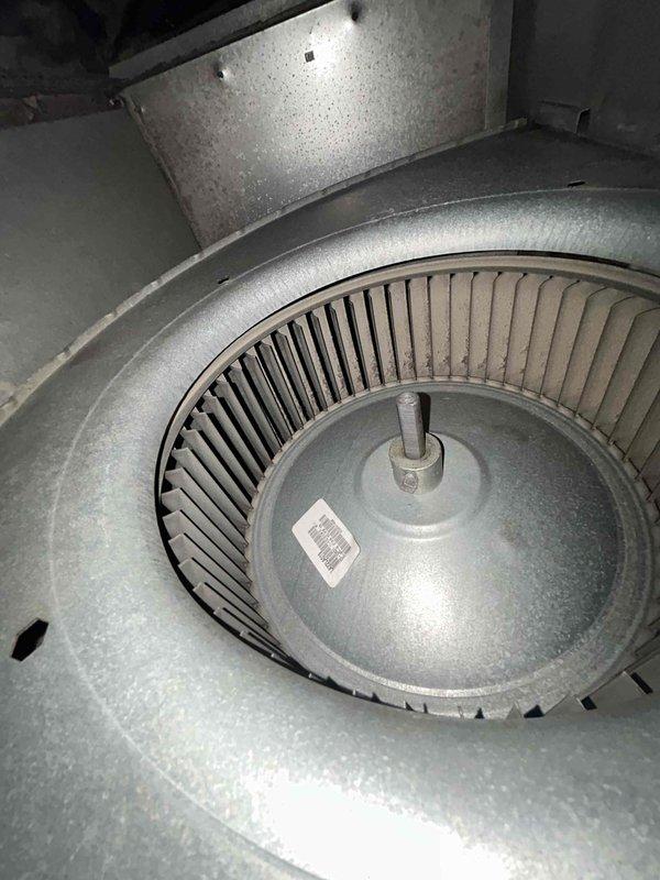 Performed scheduled Care Plan Tune Up service on dual HVAC systems, including two air conditioners and two gas furnaces. Inspected blower wheel assemblies which showed normal operational condition with minimal dust accumulation. Replaced four air filters (two 16x25x1 and two 14x25x1) as part of routine maintenance protocol.