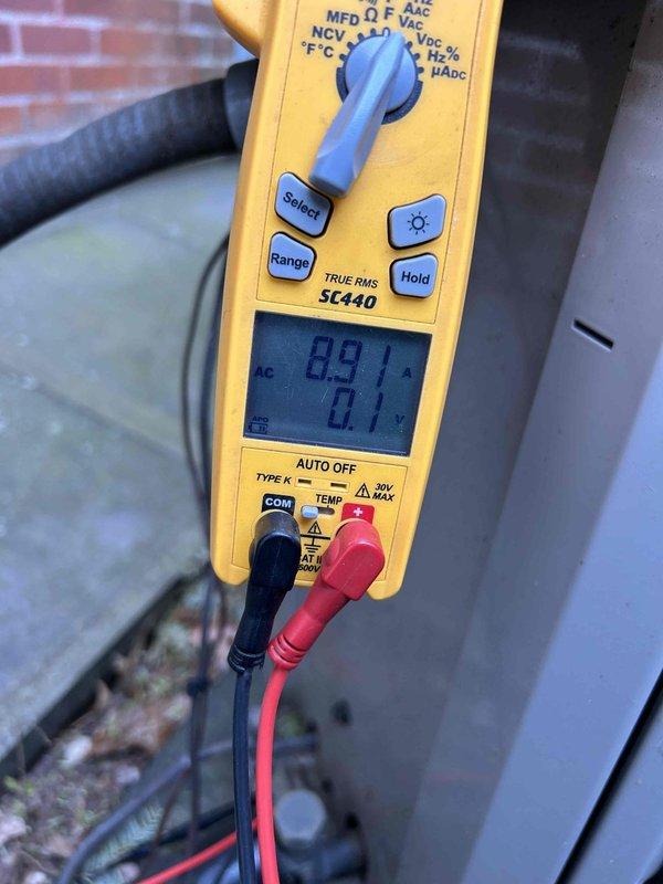 Performed scheduled Care Plan Tune-Up on dual AC and gas furnace systems located in attic and basement. Inspected connections and conducted electrical diagnostics using Fieldpiece SC440 multimeter, confirming proper voltage readings of 0.91/0.1 across components. All systems operating within normal parameters following maintenance.