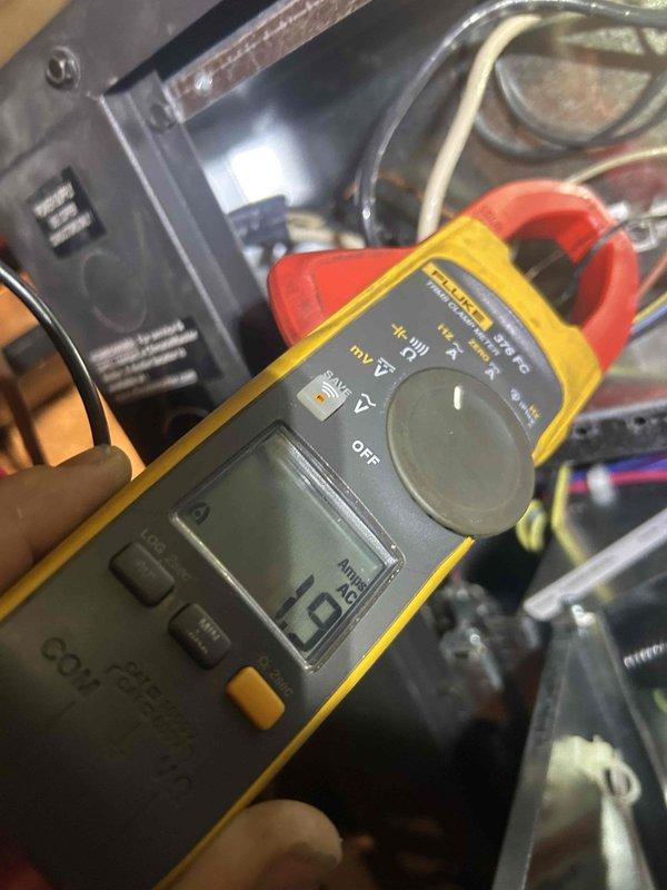 Performed scheduled care plan tune-up on dual geothermal systems located in crawl space. Conducted electrical diagnostics using clamp meter, recording amperage readings of 1.25A during operation. Noted 20x25x2 filter not included in service.