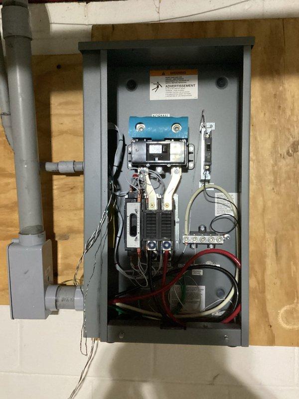 Inspected existing Kohler generator installation where conduit and wire were already installed. Evaluated electrical panels, circuit connections, and control mechanisms in utility area. Generator requires final connections, transfer switch configuration, and startup testing to complete installation and ensure proper operation during power outages.