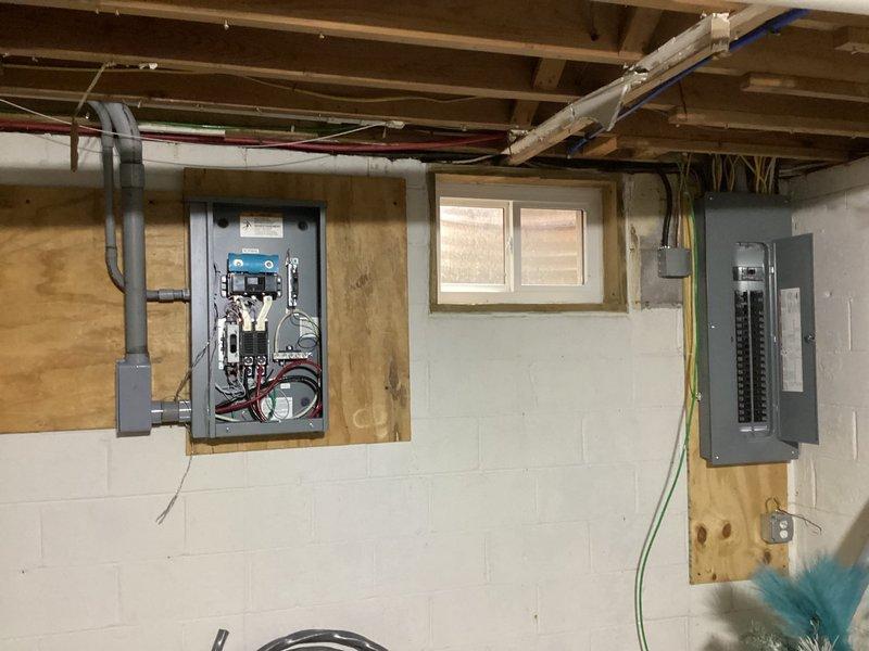 Inspected existing Kohler generator installation where conduit and wire were already installed. Evaluated electrical panels, circuit connections, and control mechanisms in utility area. Generator requires final connections, transfer switch configuration, and startup testing to complete installation and ensure proper operation during power outages.