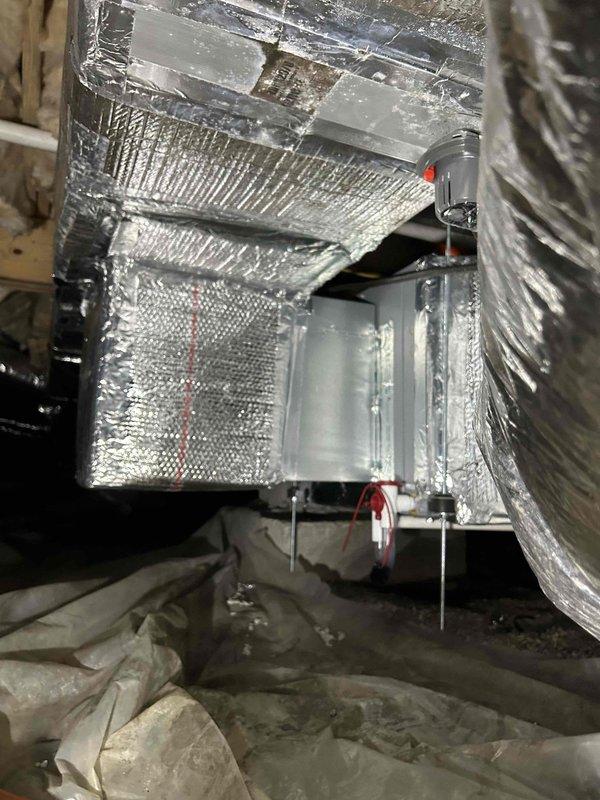 Successfully installed a WaterFurnace 3-ton 5 Series (30 EER 5 COP) Two Stage Horizontal Geothermal system with 10KW heat kit in residential property. Installation included new flow center, hose kit, 4" media filter cabinet, and condensate pump, while integrating with existing zone control and thermostats. All ductwork was properly sealed and insulated with reflective material for maximum efficiency.