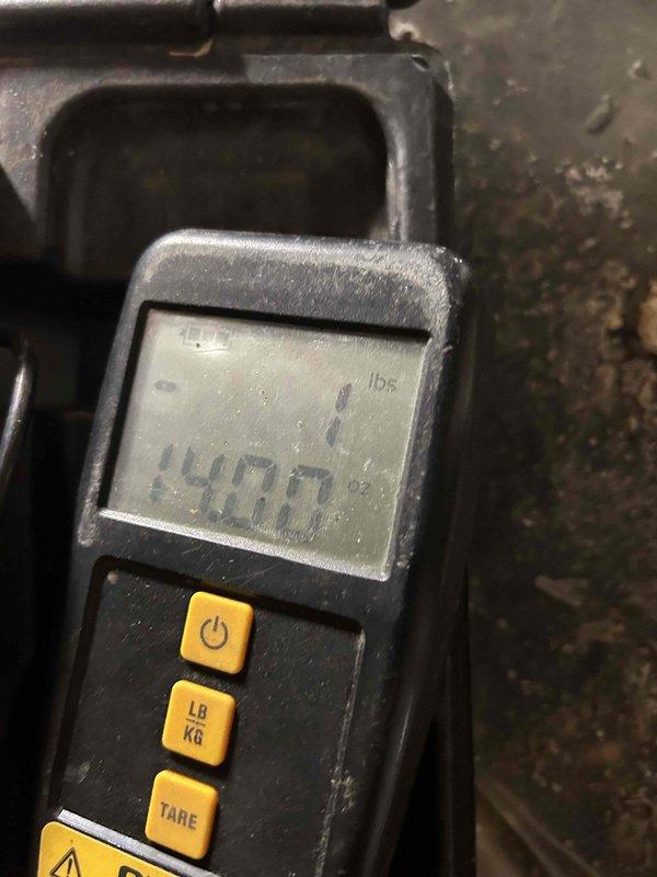 Returned to complete installation of a WaterFurnace 5 Series Split Geothermal system, including 4-ton Split Series 5 unit in basement, 4-ton Air Handler in attic with 10KW Heat Kit, Aprilaire Media Cabinet, condensate pump, digital thermostat, auxiliary safety drain pans, and flow center pumps. Verified proper system installation and refrigerant charge (44.07 lbs) with digital scale. Collected final payment upon completion.