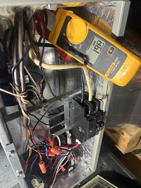 Performed comprehensive Care Plan Tune Up on dual heat pump/air handler system located in attic. Conducted amperage testing on electrical components using Fluke clamp meter, with readings of 19.9A and 20.5A, verifying proper electrical operation within manufacturer specifications. Customer to supply filters for future maintenance.