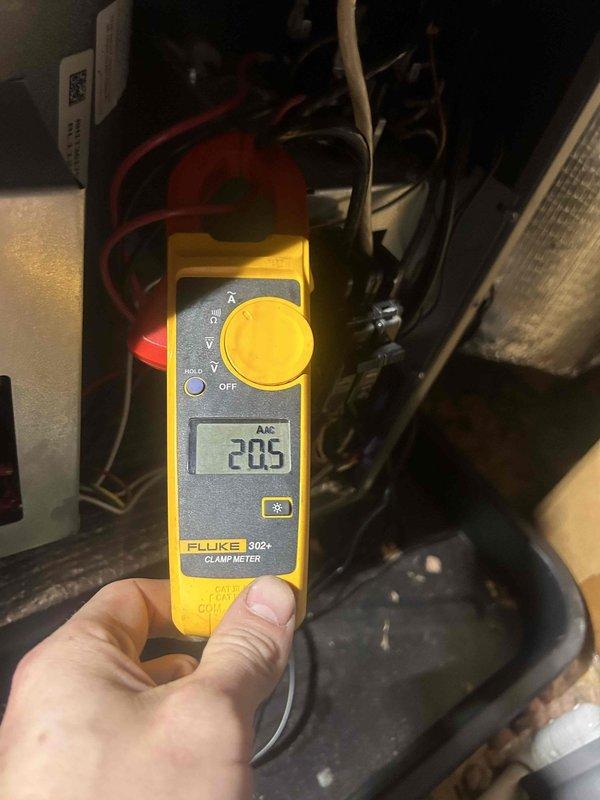 Performed comprehensive Care Plan Tune Up on dual heat pump/air handler system located in attic. Conducted amperage testing on electrical components using Fluke clamp meter, with readings of 19.9A and 20.5A, verifying proper electrical operation within manufacturer specifications. Customer to supply filters for future maintenance.