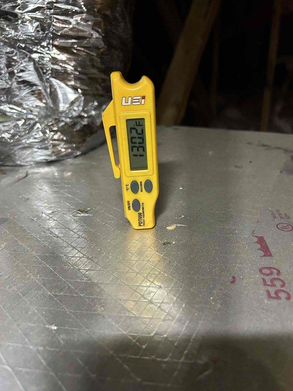 Completed installation of both return air flow (RAF) sensors for the HVAC system. Verified proper operation using UEi digital testing equipment, with readings confirming successful installation at 132.2. System is now functioning according to specifications with improved airflow monitoring capability.