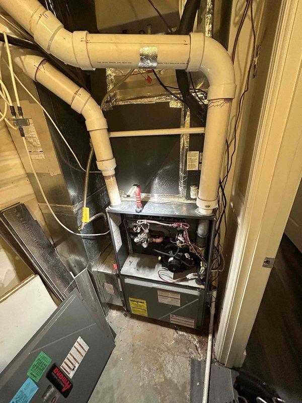 Performed standard Club Duo maintenance on two heat pumps in attic and two gas furnaces in basement. Inspected all units, including ductwork connections, electrical components, and PVC venting systems. Completed final visit of customer's promotional maintenance agreement and discussed renewal options.