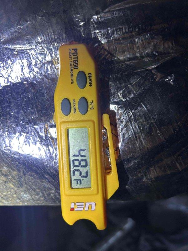Performed scheduled Care Plan Tune Up on geothermal system located in crawl space. Inspected Wilo circulator pump and flowcenter components for proper operation. Temperature readings confirmed system operating at 48°F, within normal parameters for geothermal loop.