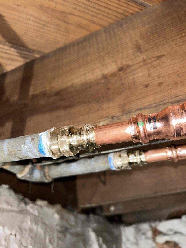 Replaced defective shut-off valve in basement that controlled upstairs faucet. Performed soldering work on copper supply lines and installed new brass fittings to ensure proper water flow control. Tested system for leaks and proper operation after installation.