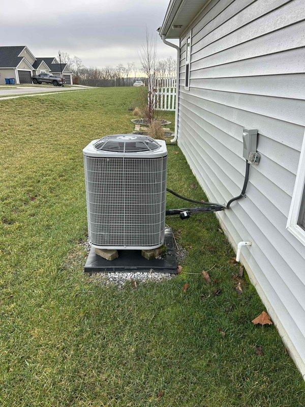 Performed scheduled care plan tune-up maintenance on residential AC system with gas furnace located in attic. Inspected interior components including evaporator coil and associated refrigerant lines; all components found in normal working condition. Examined exterior condenser unit mounted on pad with proper clearance; unit functioning as designed with no visible issues noted.