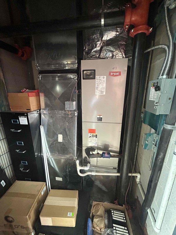 Completed bi-annual maintenance service on Club Trio commercial property, servicing 11 HVAC systems (10 standard units and 1 Mitsubishi ceiling cassette mini-split). Performed comprehensive inspection of all equipment, cleaned washable filters on Bryant units and mini-split, and replaced standard filters according to specified sizes (20x20x1, 13x21.5x1, 16.5x21.5x1, 19.5x21.5x1) as part of the planned maintenance agreement.