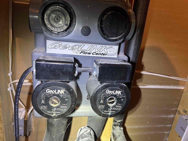 Performed scheduled care plan tune-up on geothermal system, checking pressure readings and inspecting the GeoLINK Flow Center components. Replaced the customer-provided 30x36x2 filter and verified proper operation of ground loop circulation. System is functioning within normal parameters with no issues detected.