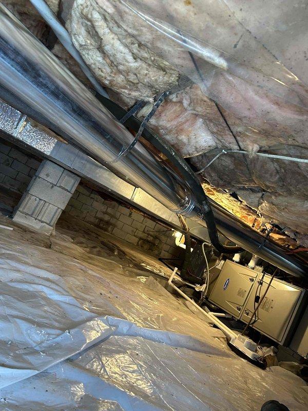 Replaced incorrect flex duct with 20 ft of 6" single wall hard pipe and four 6" elbows to properly reconnect the General Air hood vent. Properly sealed and secured all ductwork to meet warranty specifications and industry standards.