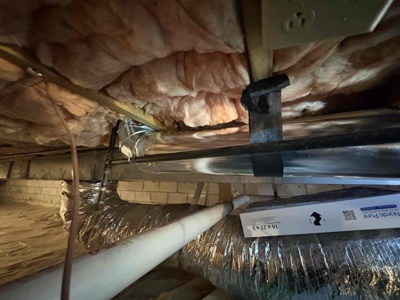 Replaced incorrect flex duct with 20 ft of 6" single wall hard pipe and four 6" elbows to properly reconnect the General Air hood vent. Properly sealed and secured all ductwork to meet warranty specifications and industry standards.