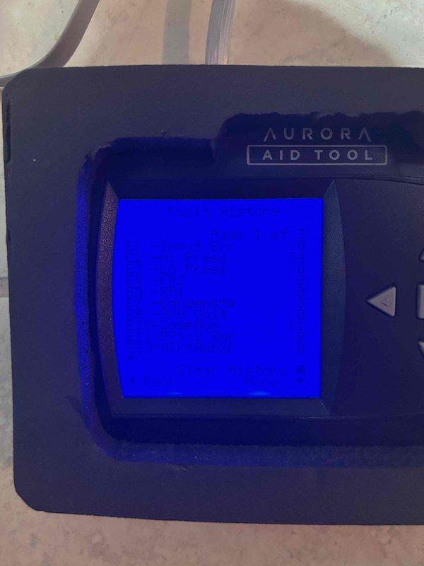Responded to callback for unit running warm. Utilized Aurora AID diagnostic tool to analyze system performance and conducted pressure testing with gauge showing approximately 30 PSI, well below the optimal range. Determined refrigerant leak was causing insufficient cooling capacity, explaining why thermostat set at 67°F was reading 73°F.