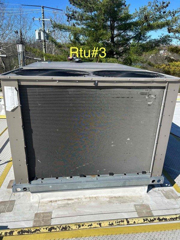 Performed quarterly maintenance service on three rooftop units per PSA requirements. Inspected RTU #1 (front left), RTU #2 (front right), and RTU #3 (back store room), documenting equipment condition with required photographs. Completed all mandatory service forms and verified filter inventory (4 16x24x2 and 8 20x24x2) and belt specifications (A51, A54).