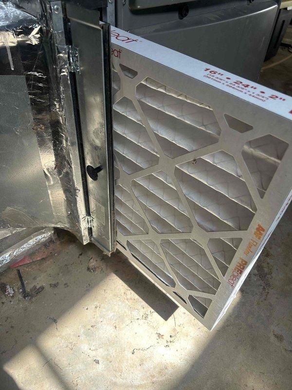 Responded to non-urgent service call for propane-fueled HVAC system requiring reset after customer refilled propane supply. Accessed unit in unlocked basement, performed system reset to restore proper gas operation, and inspected existing air filter (18x24x2) to ensure proper installation and adequate airflow through the furnace system.