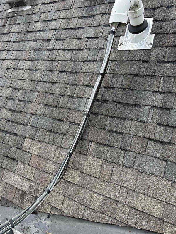 Completed Care Plan Tune Up on three geothermal units located in basement and attic. Inspected and cleaned washable filters on all units. Verified proper operation of the Mitsubishi Electric outdoor unit mounted on exterior wall and checked roof-mounted plumbing vent assembly for proper sealing and flashing integrity.