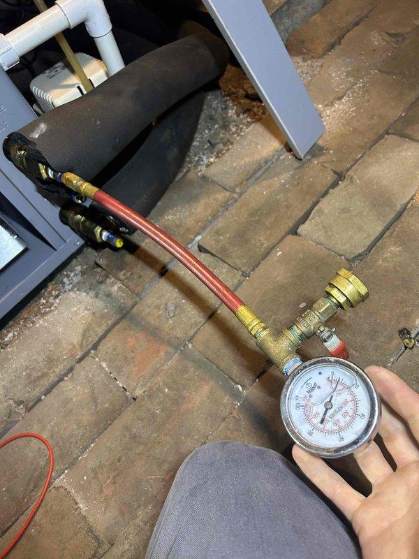 Performed Care Plan Tune Up on two geothermal units located in attic and basement. Conducted pressure testing on the system using gauge measurements and inspected interior ductwork condition, confirming normal operation with no visible defects or accumulation of debris. Customer to supply filters for the units.