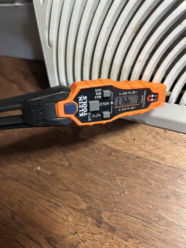 Performed Diamond Level prepaid maintenance on single HP/AH system located in crawl space. Conducted temperature measurements at air vents and electrical testing of the system components. Customer expressed interest in quote for extending HVAC to home addition; photos and measurements documented for future reference.