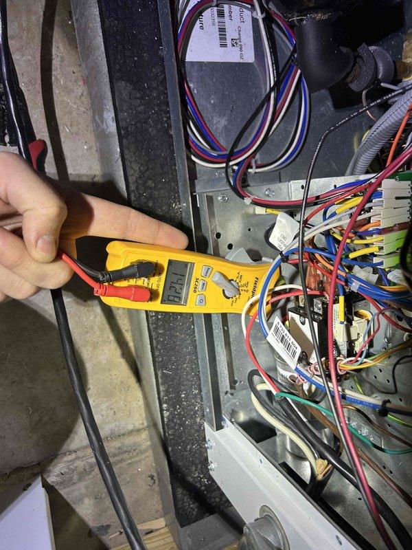 Completed routine AC tune-up maintenance on dual geothermal system with units located in attic and basement, both approximately 10 years old. Performed comprehensive electrical diagnostics using multimeter to test control circuitry, wiring connections, and system components. Evaluated thermostat operation and noted potential thermostat malfunction requiring replacement. Installed customer-supplied air filters (20x30x1 and 24x30x1). Inspected all electrical connections, control boards, and wiring harnesses for proper operation. System tested and operational upon completion.