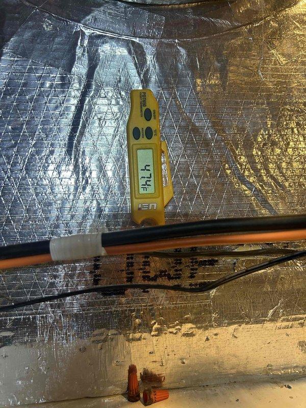 Completed Gold Level prepaid maintenance on single HVAC system located in basement. Performed comprehensive inspection of ductwork insulation in attic/crawl space, verified refrigerant line integrity, and measured supply air temperature at 71.1°F. Conducted pressure testing using calibration gauge to ensure system operating within manufacturer specifications. All components found in satisfactory working condition with no repairs required at this time.