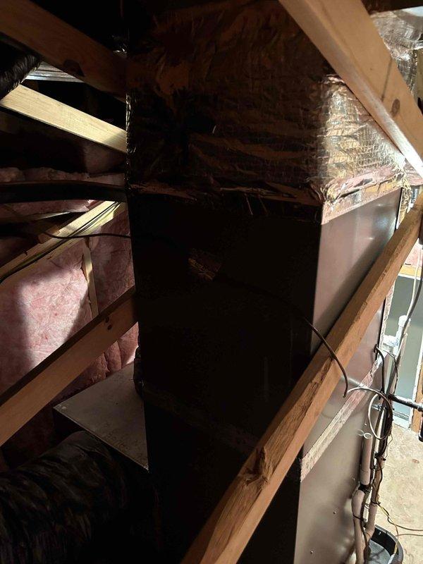 Completed full residential HVAC system replacement including installation of Lennox 90K BTU 93% efficiency gas furnace (model ML193UH090XE36CK), Lennox 14.3 SEER2 3.5-ton air conditioning unit (model ML14KC1-042-230), Lennox evaporator coil (model CK40CT-30/36C-71), and Honeywell digital WiFi thermostat. Utilized existing outdoor condenser pad with re-leveling, existing auxiliary drain pan with added SS2 safety switch installation, and existing electrical disconnect box. Installed electrical whip kit, refrigerant line insulation, refrigerant line filter drier, and transitioned evaporator coil to existing ductwork. Connected furnace to existing flue piping and flexible gas line, reconnected heat tape in attic per specifications, and removed and disposed of all existing equipment. System tested and verified operational with all safety controls functioning properly.