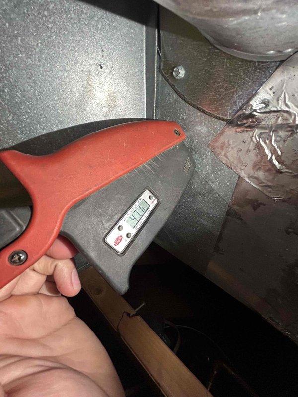 Completed comprehensive Care Plan tune-up service on dual heat pump and air handler system with equipment located in both attic and basement areas. Performed detailed inspection and maintenance procedures including ductwork examination, electrical measurements using clamp meter on condensate drain lines, and system performance verification across both zones to ensure optimal operation and efficiency.