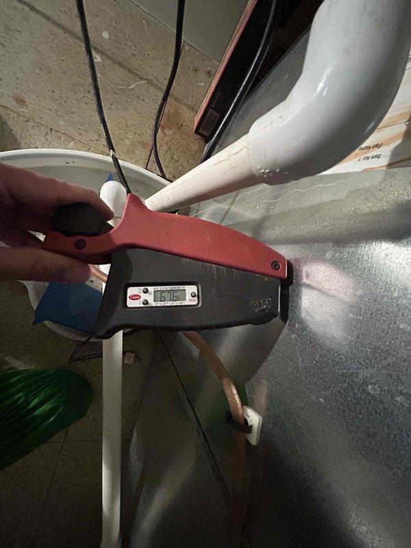 Completed comprehensive Care Plan tune-up service on dual heat pump and air handler system with equipment located in both attic and basement areas. Performed detailed inspection and maintenance procedures including ductwork examination, electrical measurements using clamp meter on condensate drain lines, and system performance verification across both zones to ensure optimal operation and efficiency.