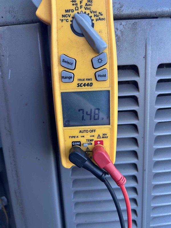 Completed annual care plan tune-up on 2014 AC/gas furnace system located in basement. Performed comprehensive system diagnostics using digital multimeter to verify electrical parameters, measured voltage readings at unit, and confirmed proper operational specifications. Customer provides 20x25x4 filter for system maintenance.
