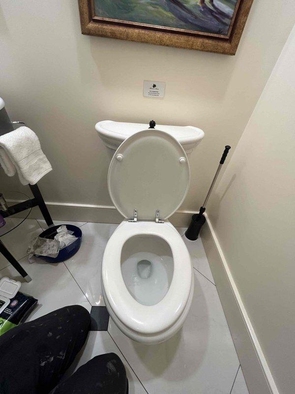 Responded to service call for toilet producing loud squealing noise during flush cycle. Upon inspection, identified worn ballcock fill valve as source of noise due to deteriorated internal components and mineral buildup. Replaced defective fill valve assembly with new unit, adjusted water level to manufacturer specifications, and tested flush mechanism multiple times to verify proper operation and confirm elimination of squealing noise. Toilet now operates quietly with normal flush performance restored.