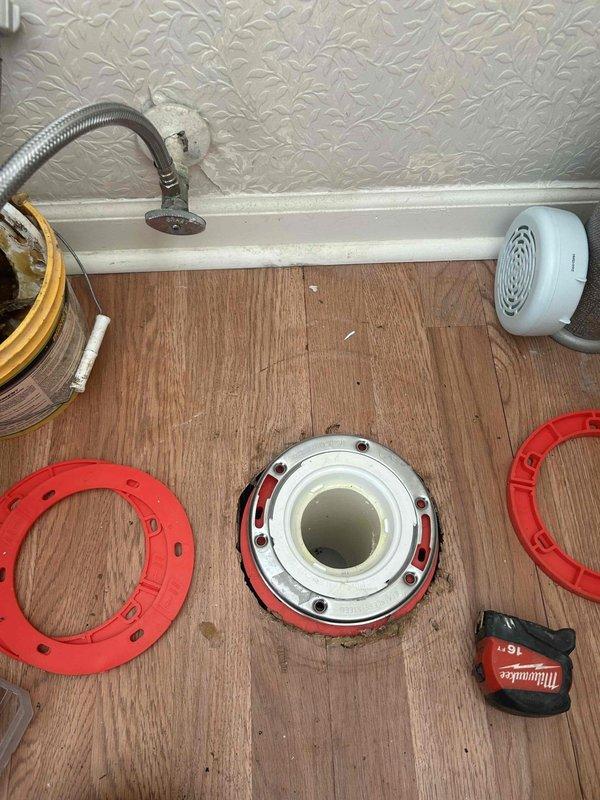 Responded to a toilet callback to address water drips in the basement drainage system. Replaced a defective section of drain pipe and associated fittings, including installation of a new toilet flange to eliminate leaks at the connection point. Completed drainage system repairs to restore proper function and prevent further water intrusion in the basement area.